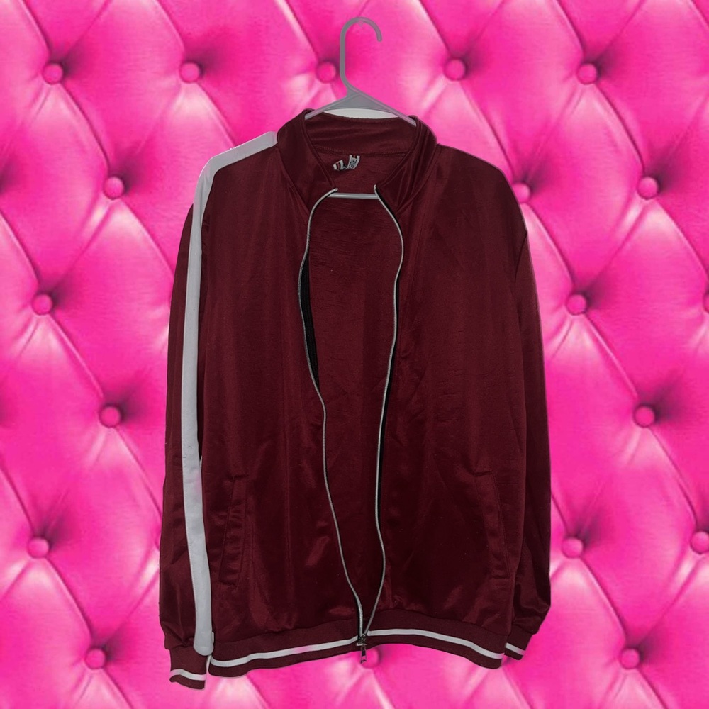Men Burgundy & White Tracksuit